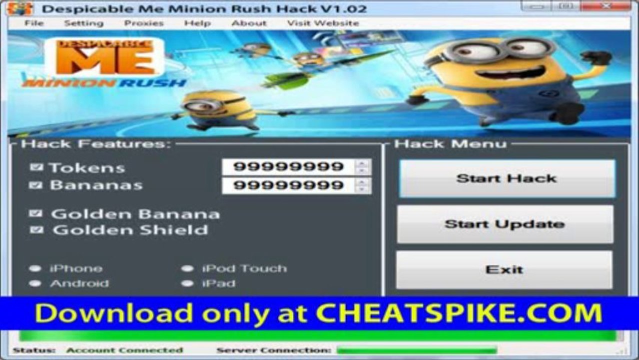 Despicable Me Minions Rush Hack Bananas and Golden Banana - No rooting
