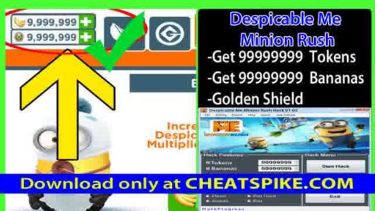 Despicable Me Minions Rush Cheat Tokens, Bananas, Golden Banana and Golden Banana iPad
