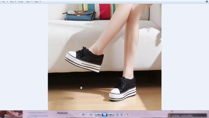 รองเท้าผ้าใบส้นสูงเกาหลี สีดำ - พรีออเดอร์HS121-3 ราคา1290บาท