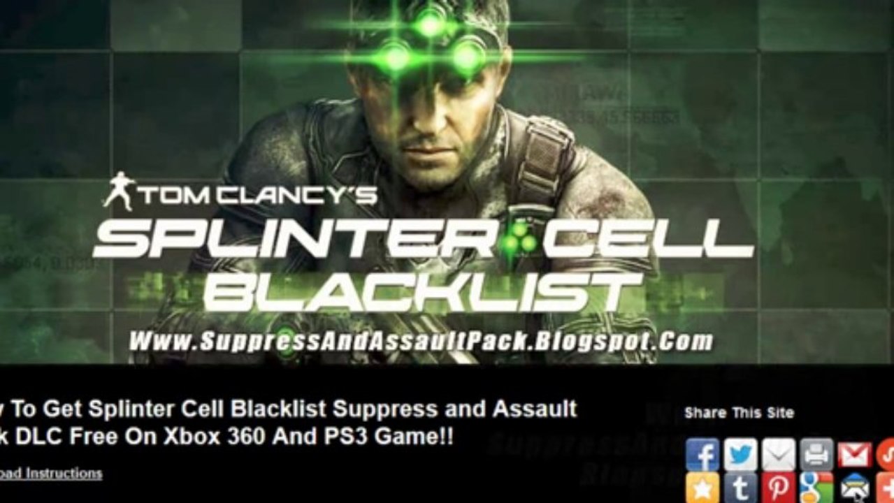 How to Get Splinter Cell Blacklist Suppress and Assault Pack DLC Free!!