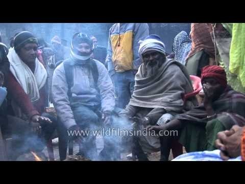 Bonfire in the bone chilly December Garhwal: During Gangotri procession