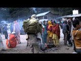 Early morning warm up near the fire: Bhairon Ghati