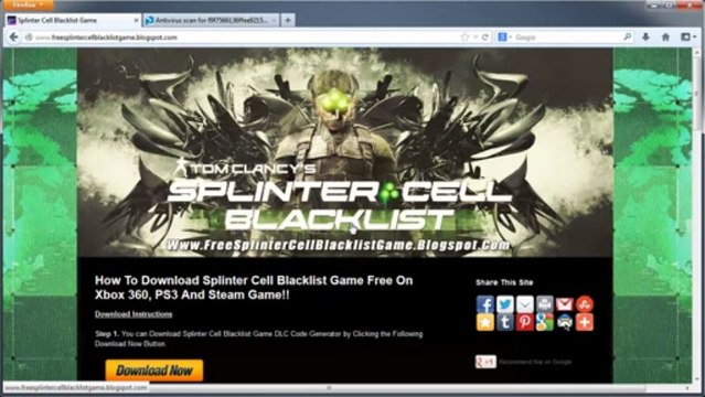 Splinter Cell Blacklist Game Code Free Giveaway - Xbox 360 - PS3