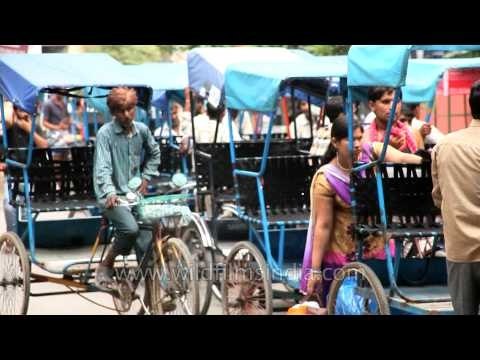 Rickshaws outside karol bagh metro station