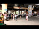 Rush hour at Karol Bagh metro station