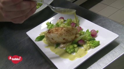 A table ! Lieu jaune et petits légumes