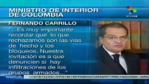 Colombia: min. Carrillo pide protestas sean pacíficas