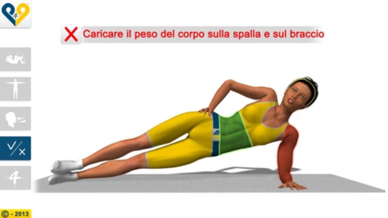 Plank laterale in appoggio sul gomito