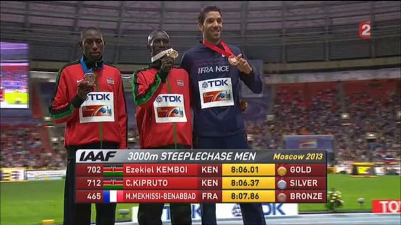 Finale 3000m steeple (H) - ChM 2013 athlétisme (MMB, Smaïl, Kowal)