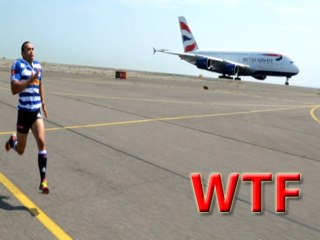 WTF Rugby player races against jet and wins