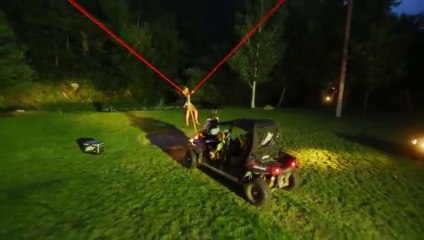 Human Catapult - giant elestic attached to a quad!