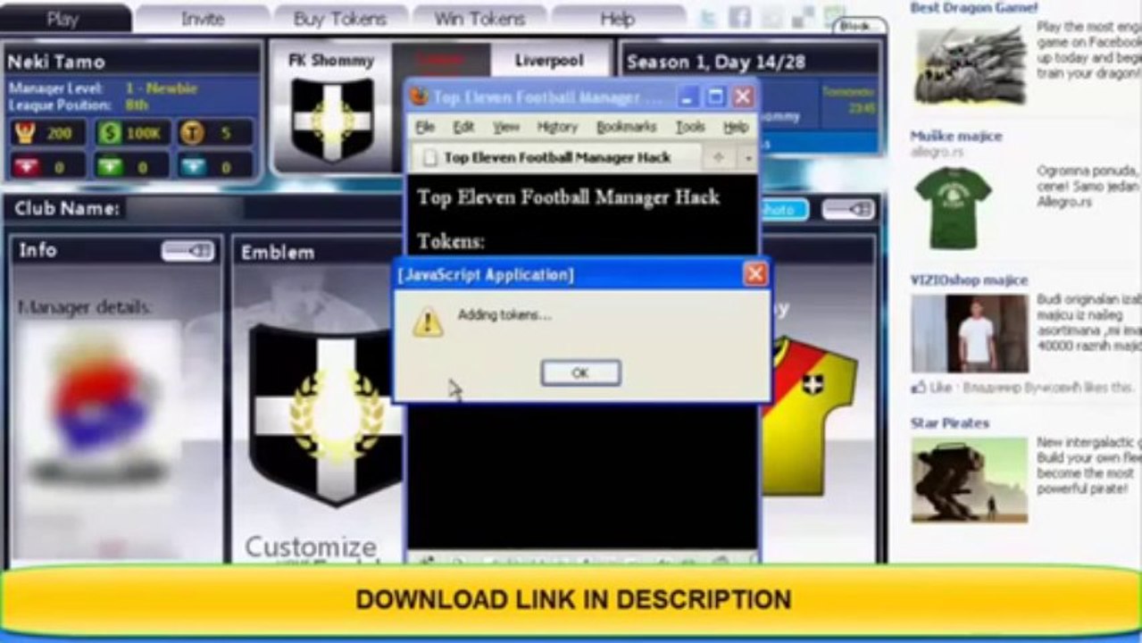 TOP ELEVEN TOKENS HACK 2013 [UPDATED August 2013]