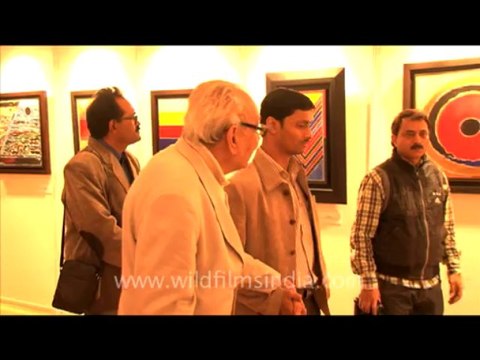 1185.Raza and his paintings, Imperial Hotel, New Delhi