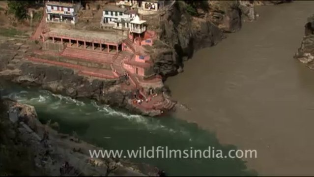 1753.Confluence of Alaknanda and Bhagirathi river at Devprayag