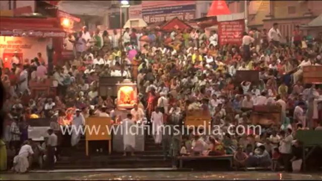 1898.Evening aarti at the ghats