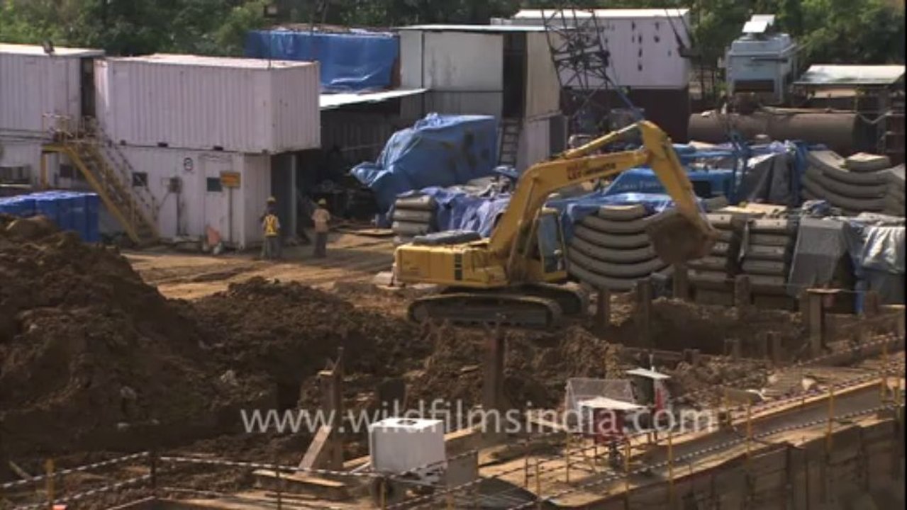 2092.Metro rail construction in Delhi