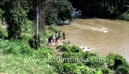 274.Children in Congo playing in water