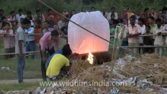 3015.Fire Lamps Floating in the Air on Dussehra