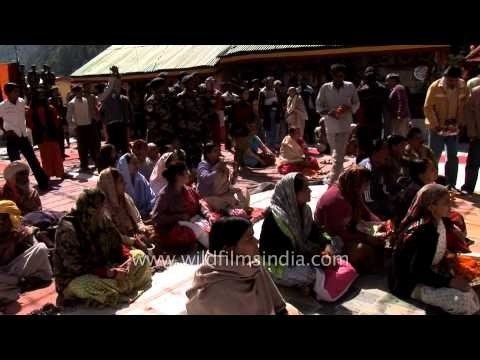 Devotees line up at Gangotri Temple: Goddess Ganga in winter procession