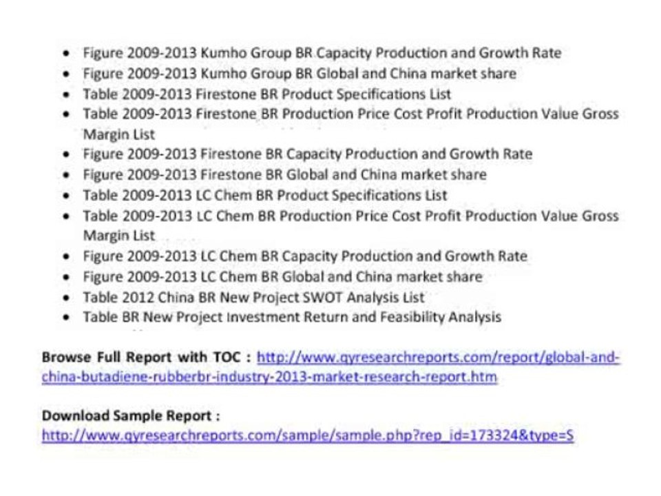 Global and China Butadiene Rubber Industry 2013 at http://www.qyresearchreports.com/