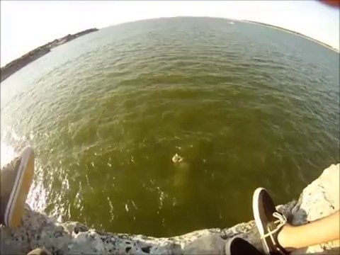 Extreme cliff jumping in Texas