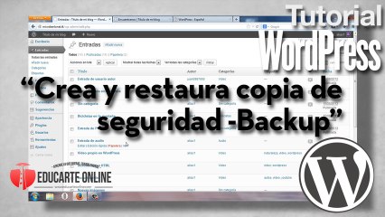 Crear y restaurar copia de seguridad -back up - en Wordpress