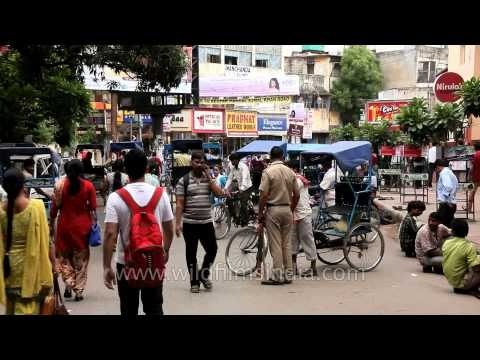 Busy scene near Karol Bagh metro station