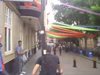 preperations being made for the gay pride festival manchester uk