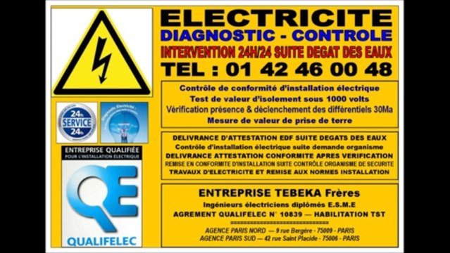 ELECTRICIEN SUR PARIS 9eme - TEL 0142460048 - INTERVENTIONS URGENTES 24H/24 - 7J/7 - 9 rue Bergere - 75009 - PARIS