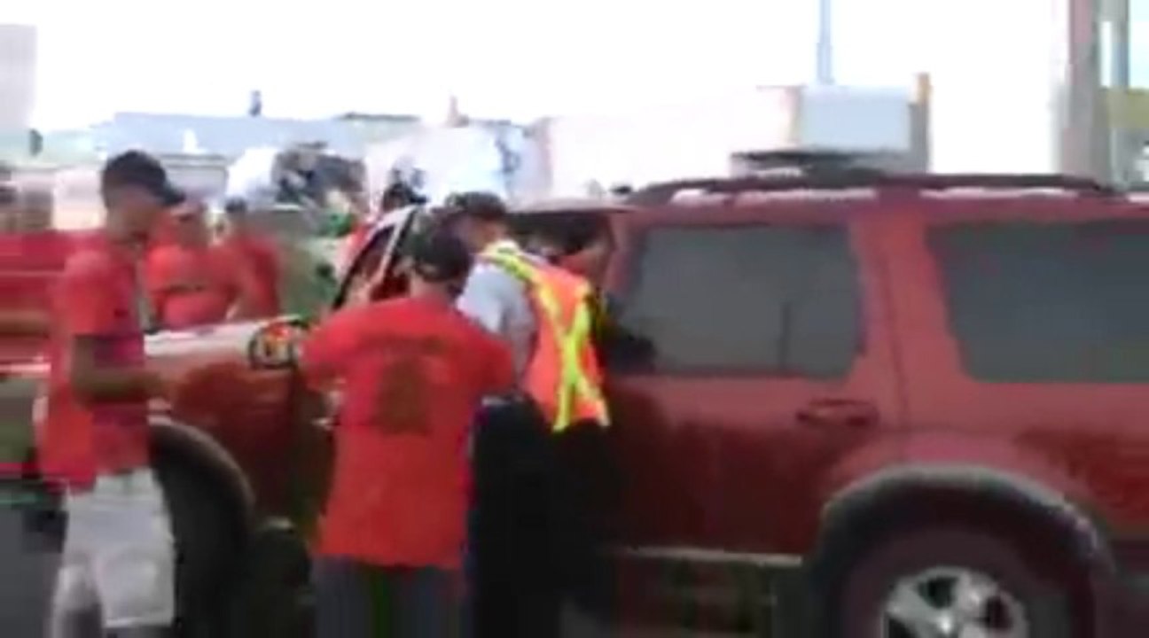 Stricker hit and run over by a big car. Violent crash!