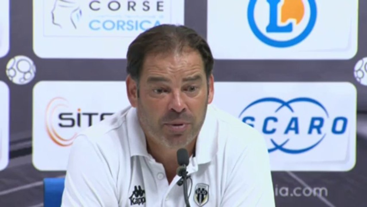 Conférence de presse CA Bastia - Angers SCO (1-1) : Stéphane ROSSI (CAB) - Stéphane MOULIN (SCO) - 2013/2014