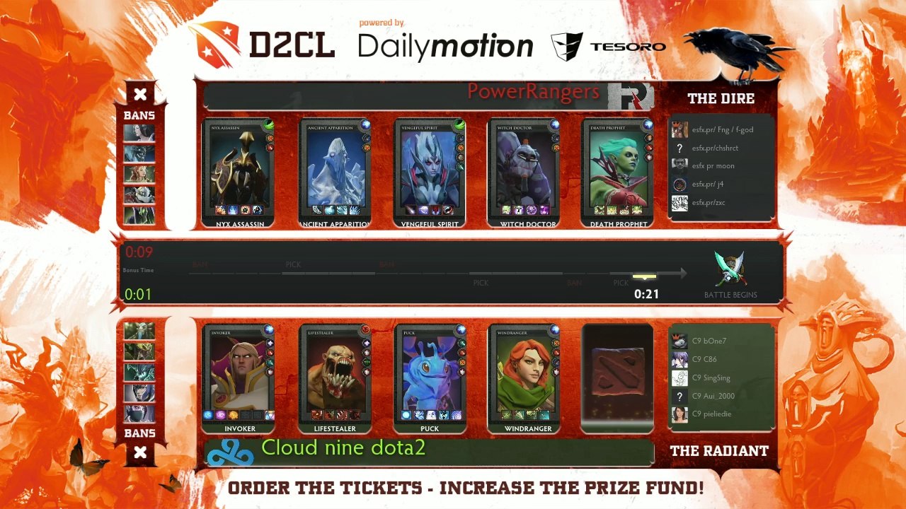 Cloud9 vs Power Rangers Game 3  Part 1- Dota 2 Champions League