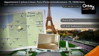 Appartement 3 pièces à louer, Paris 07eme Arrondissement  75, 1850€/mois
