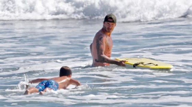 David Beckham Enjoys a Boys' Beach Trip With Brooklyn, Romeo and Cruz