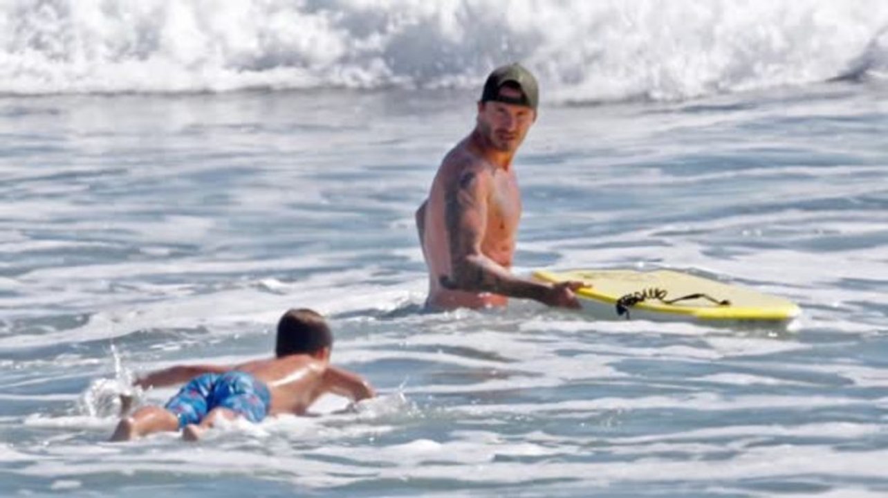 David Beckham Enjoys a Boys' Beach Trip With Brooklyn, Romeo and Cruz