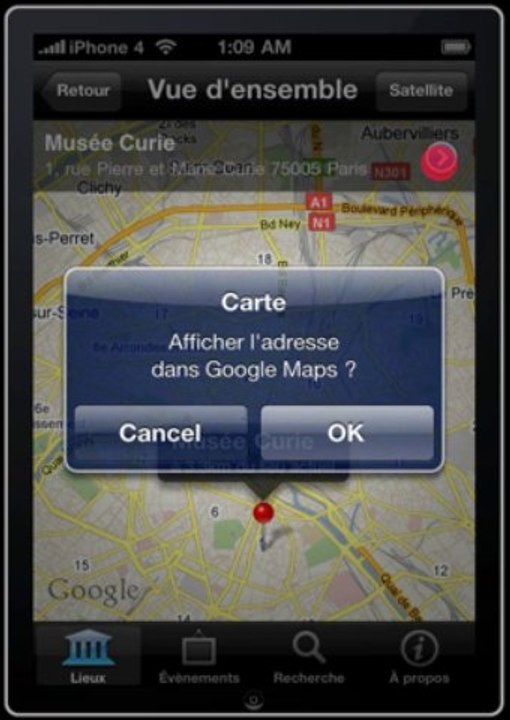 Démonstration de l'application "CulturePocket" "Journées européennes du patrimoine" pour l'Iphone