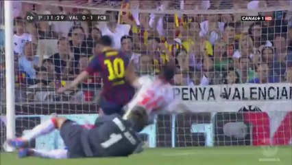 ▶ Lionel Messi First Goal vs Valencia 1/9/2013