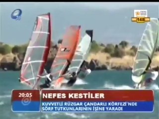 Rüzgar sörfçüleri fırtınayı fırsat bildi - Çandarlı - Kanal 35 Haberi