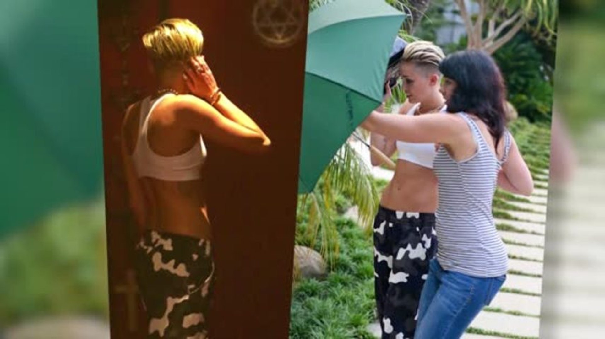 Miley Cyrus sale con otro traje que revela su piel