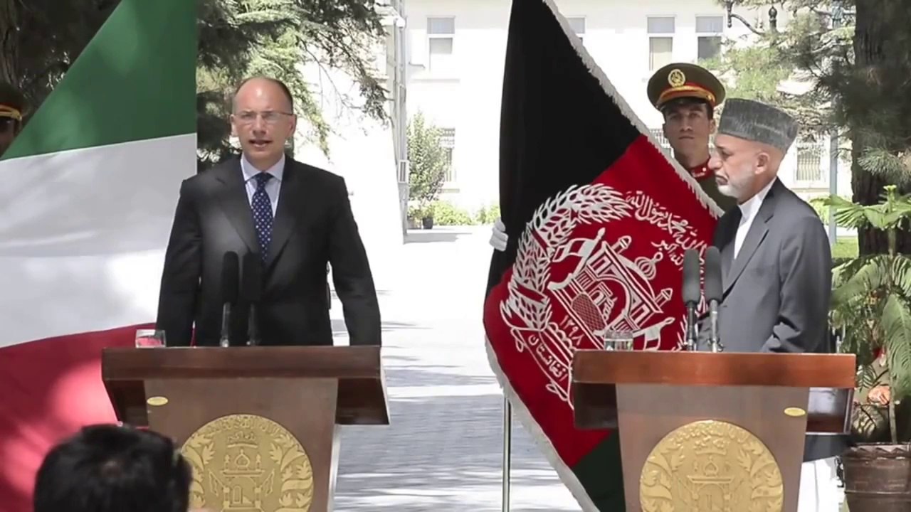 Roma - Enrico Letta con il presidente afgano Hamid Karzai (25.08.13)