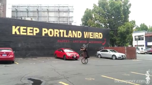Unicycling Darth Vader Shows off Flaming Bagpipes