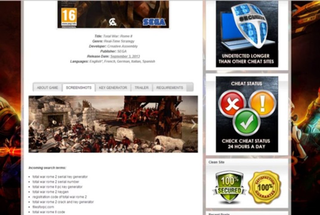 Total War Rome 2 PC Key Generator ( September 2013 )