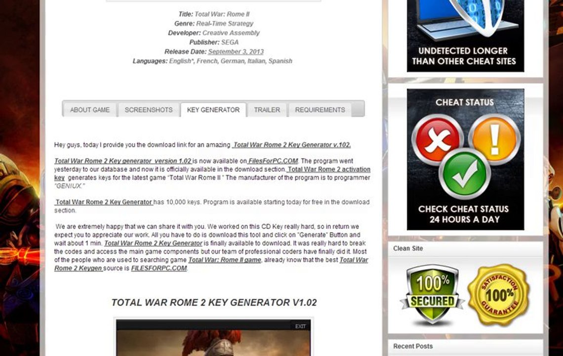 Working Total War Rome 2 CD Key Generator ( September 2013 )