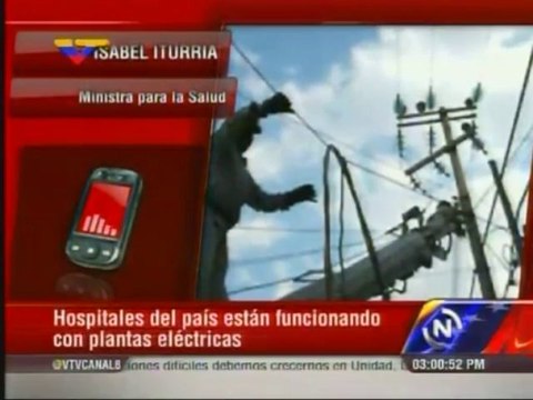 Ministra de Salud: Hospitales están funcionando con plantas eléctricas, no hay reporte de emergencias