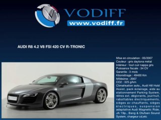 VODIFF : AUDI OCCASION ALSACE : AUDI R8 4.2 V8 FSI 420 CV R-TRONIC