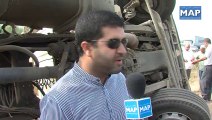 انقلاب شاحنة ثقيلة على الطريق السيار الرباط الدار البيضاء