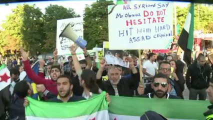 Various protests over Syria as Obama visits Sweden
