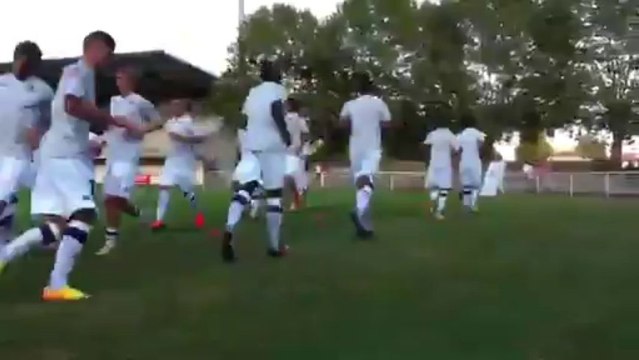 Échauffement des Violets avant le match caritatif TFC-Niort