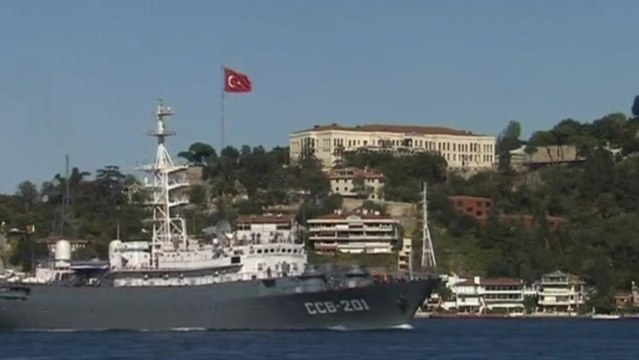 Russian warships pass through the Bosphorus