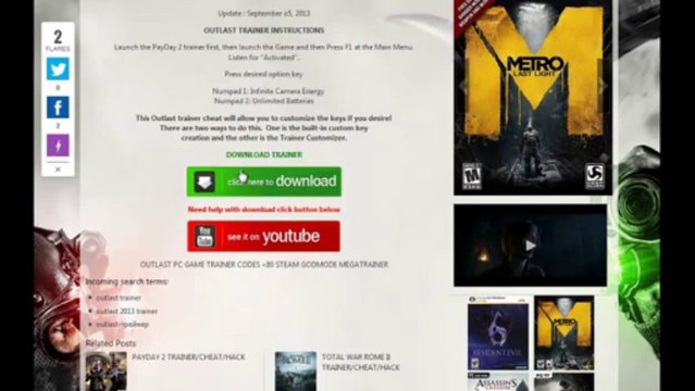 Best Outlast pc game trainer cheat - CHEAT ENGINE